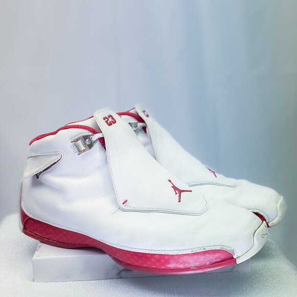 Air Jordan 18 XVIII Basketball Sneakers White Varsity Red Shoes - Picture 8 of 11